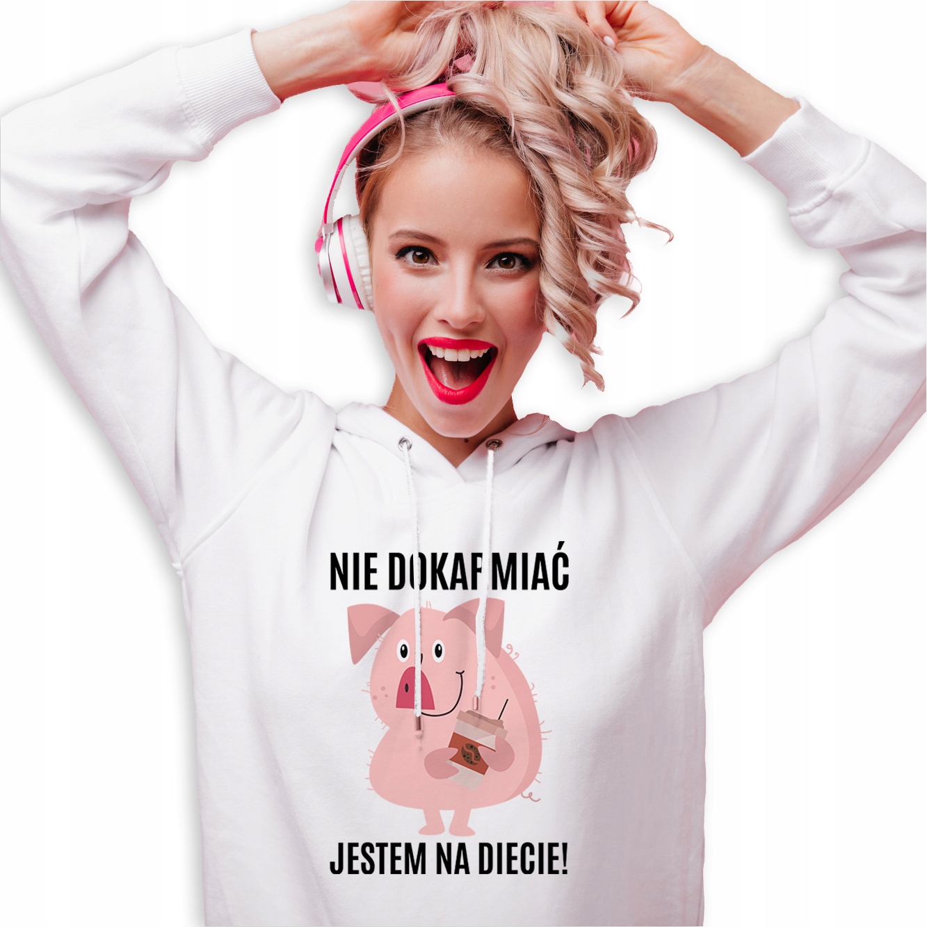 Mikina Bílá S Kapucí Jako Dárek Nedokrmovat Dieta Prasátko S