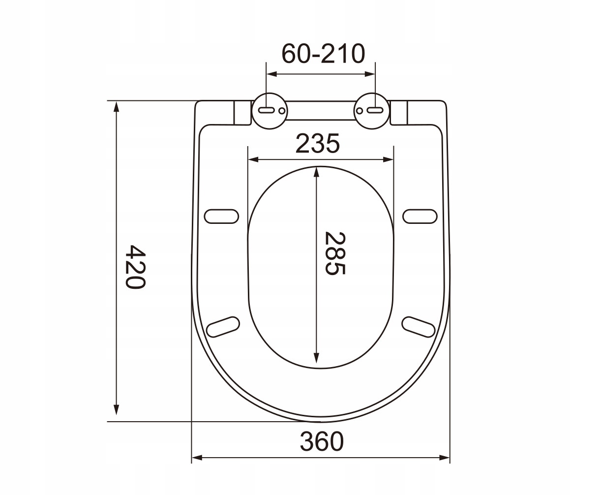 deska WC sedesowa klozetowa WOLNOOPADAJĄCA SZARA matowa typ U pokrywa 36x42 Szerokość produktu 36 cm