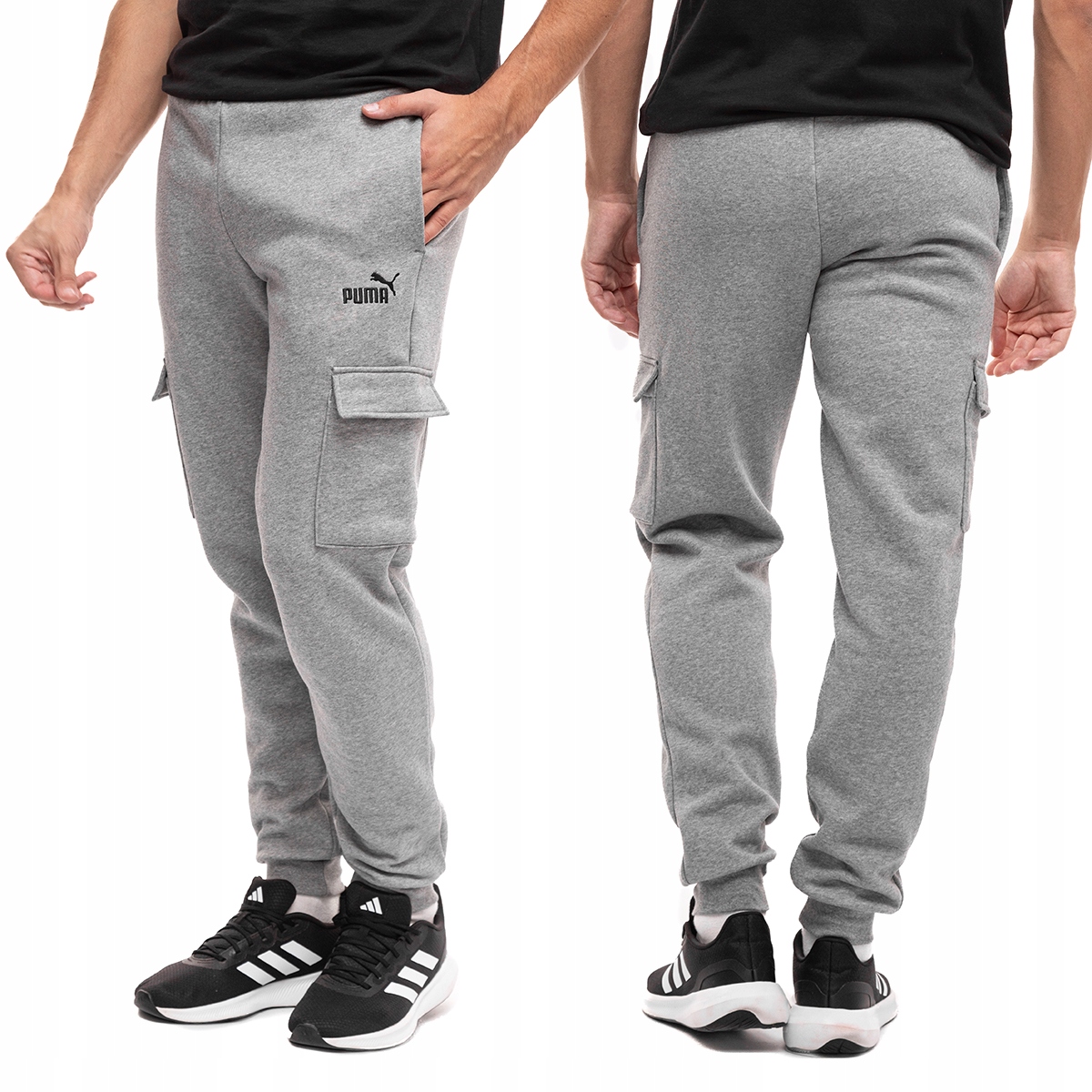 Pánské kalhoty Puma Ess Logo Joggery Bavlněné kapsy Dresové Šedé L
