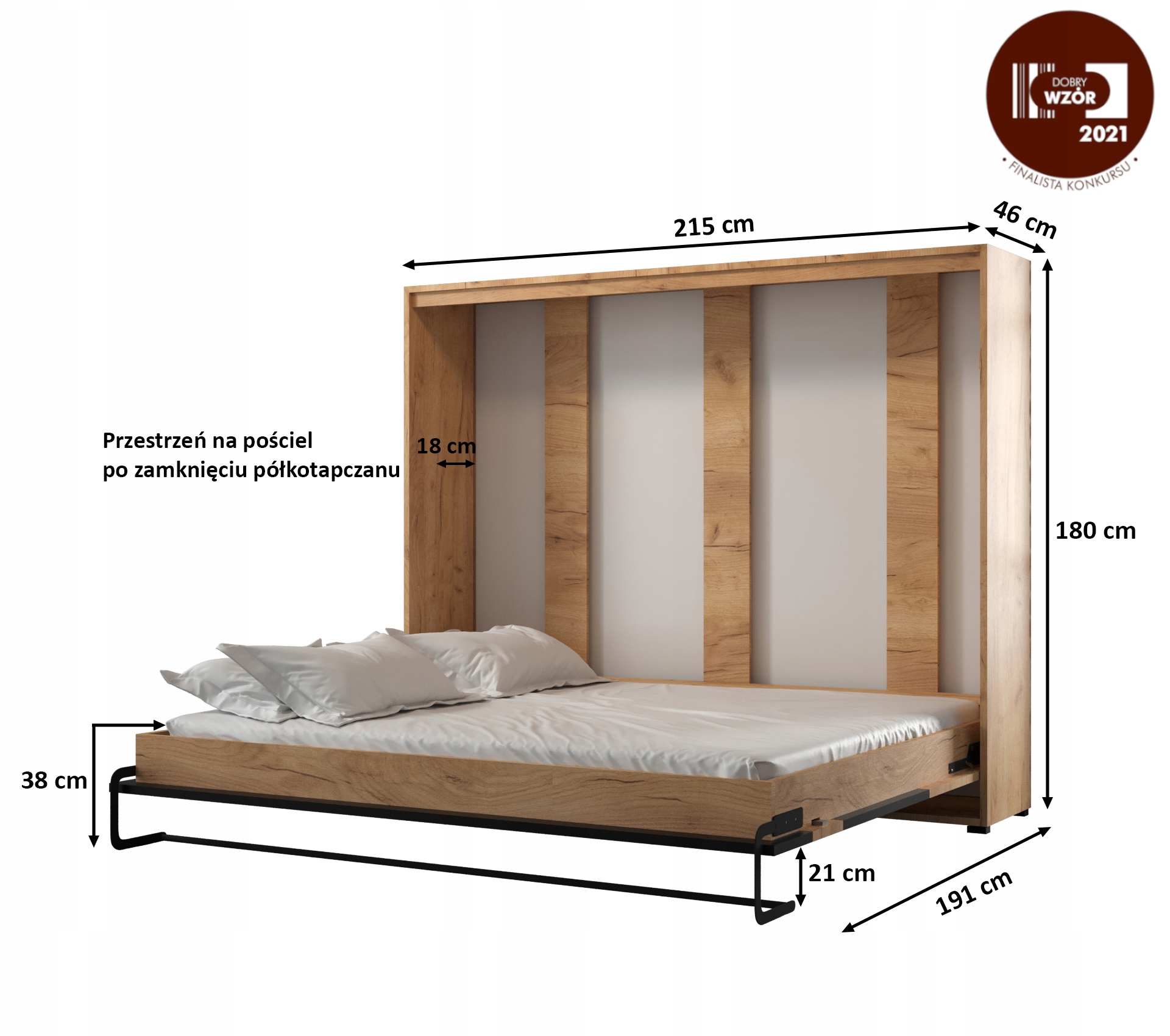 CASE loft black N#7 Półkotapczan poziomy 160 Kolekcja CASE LOFT