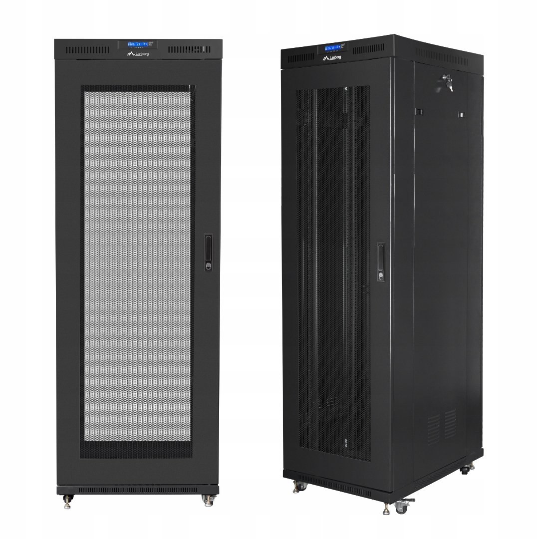 Szafa Rack Stojąca 19" 42U 800X800 Czarna Drzwi Perforowane LCD Lanberg