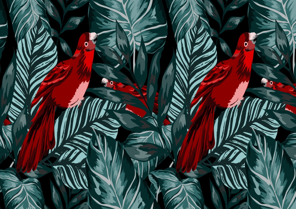 

Fototapeta Flizelinowa Liście Papuga 208x146