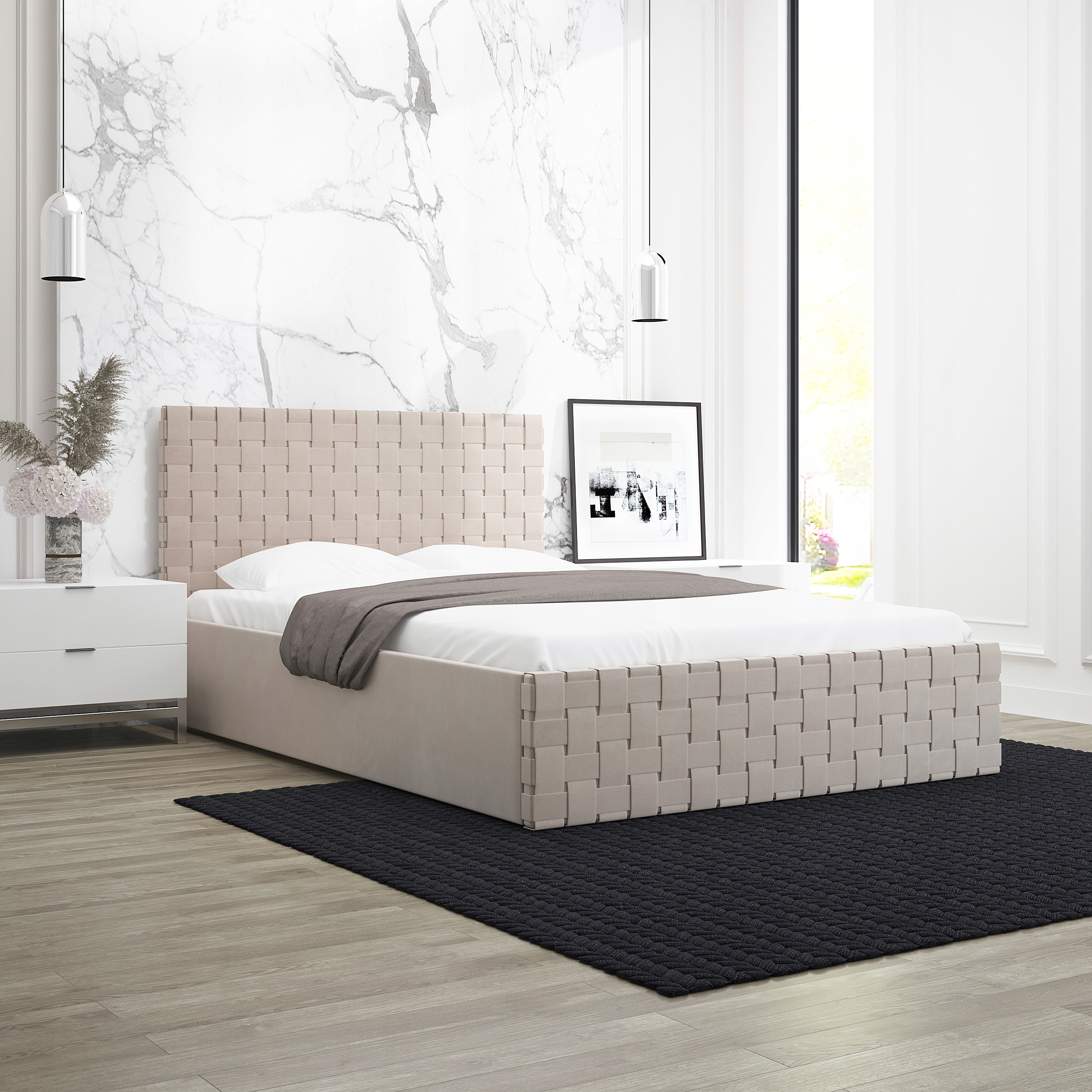 Łóżko tapicerowane LAGOS SLIM 160x200 cm z pojemnikiem na pościel Kolekcja LAGOS SLIM