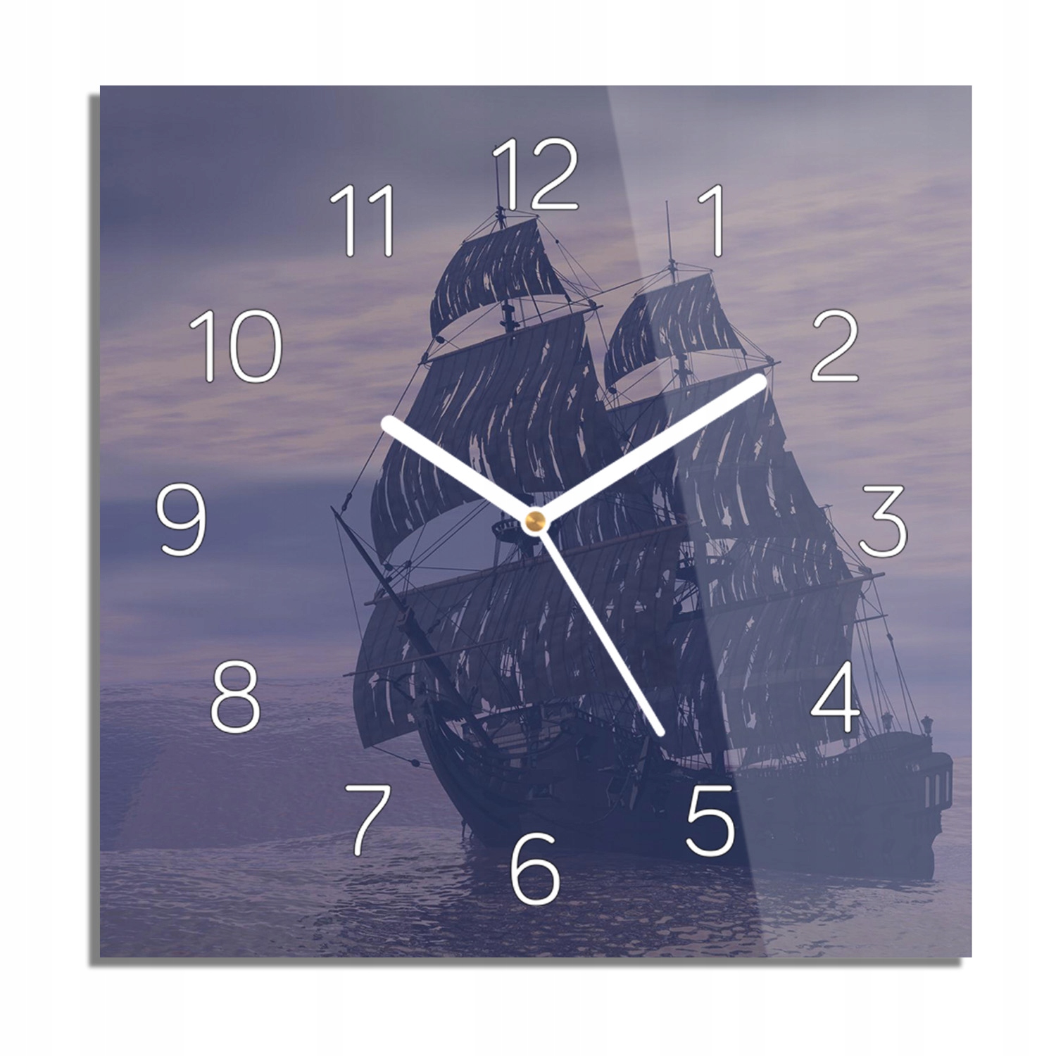 

Statek morze noc zegar szklany do salonu 30x30