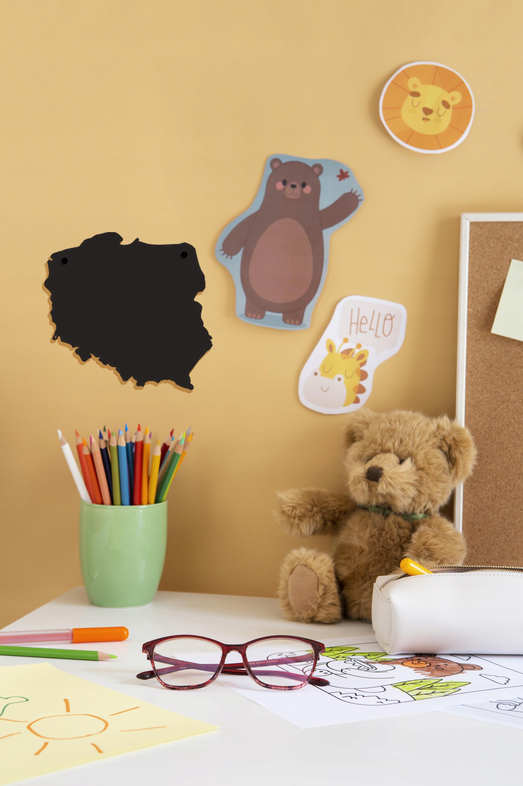 Tablica MAPA POLSKI magnesy kreda magnetyczna 45x48cm Zastosowanie dekoracja ściany