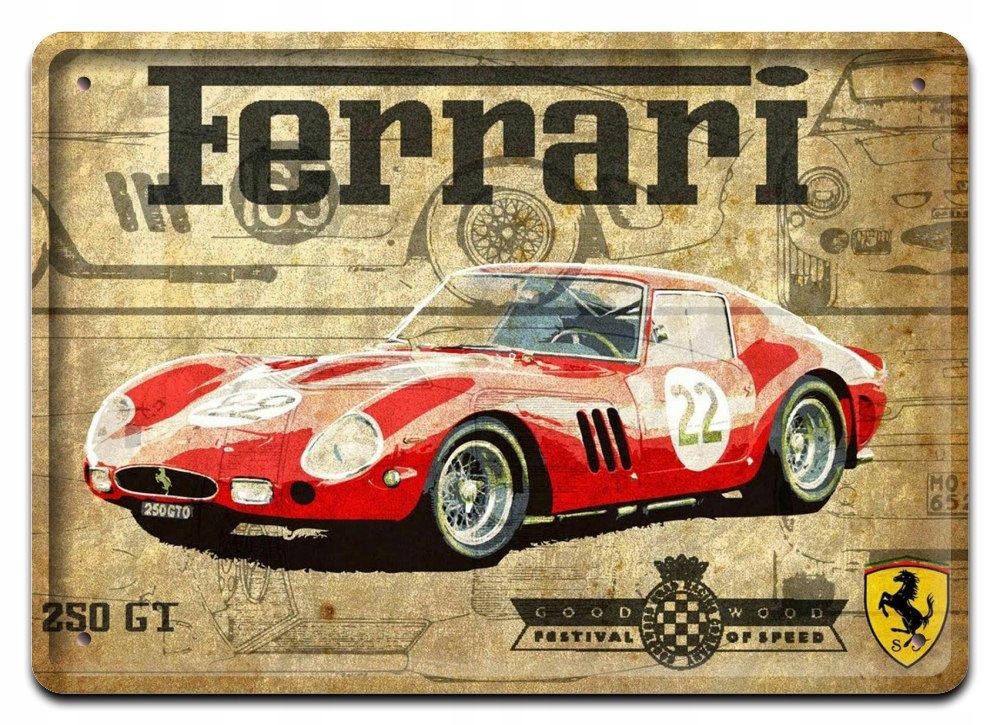 Ferrari Metalowy Szyld Vintage Retro #09715