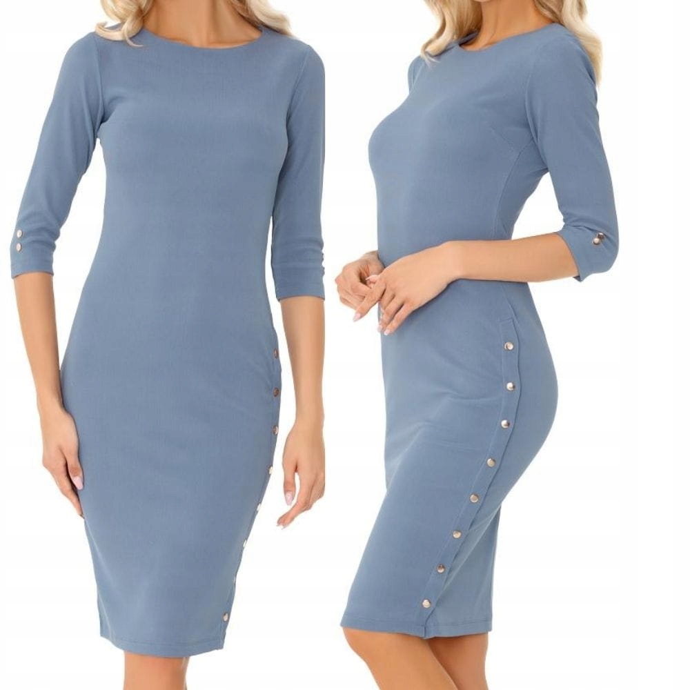 

Sukienka niebieska z guzikami niebieska prosta S