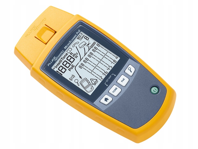 Tester LAN Fluke MicroScanner PoE Cable Verifier – szary aparat testujący okablowanie