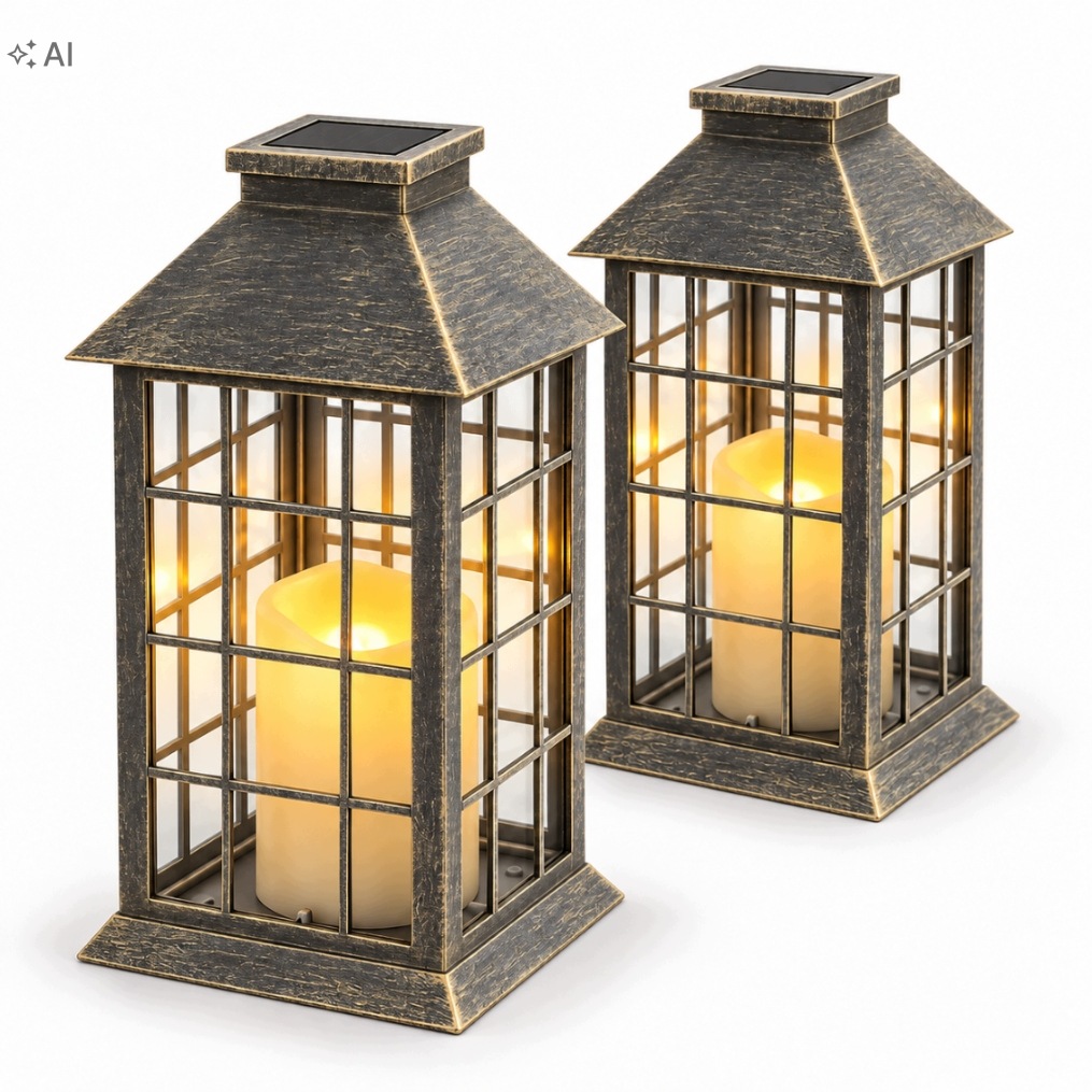 2x Hřbitovní Svíčka na hřbitov, lampion všech svatých, zlato 2700K