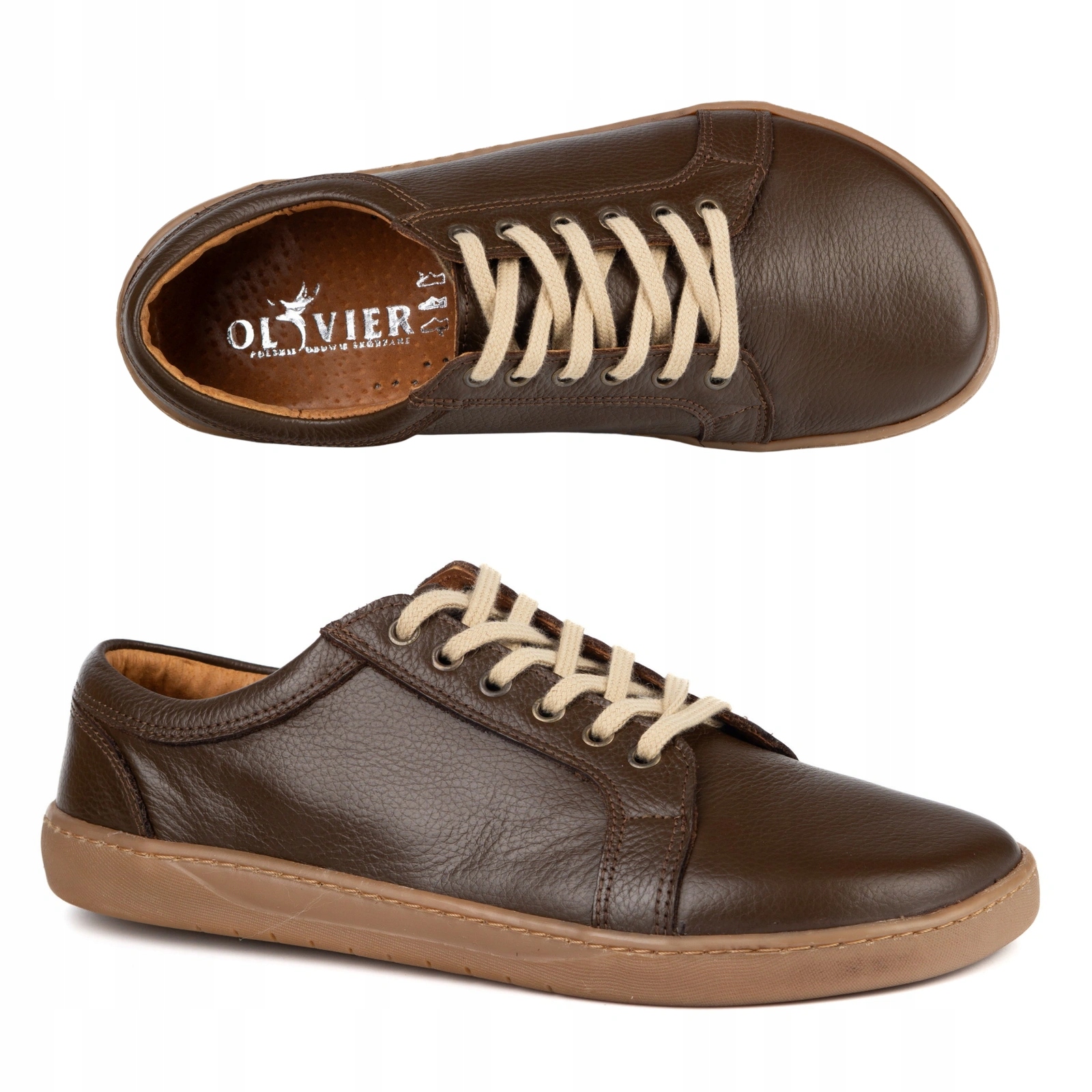 Pánské kožené barefootové boty Olivier 106BF hnědé 39