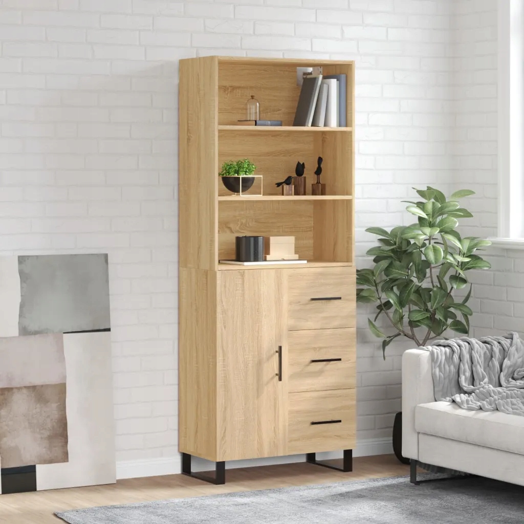 Skříň highboard dub sonoma 69,5 x 34 x 180 cm kompozitní dřevo Hnědá 318947