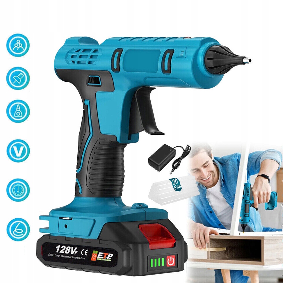 ZESTAW PRECYZYJNY PISTOLET DO KLEJENIA NA GORĄCO KLEJARKA Z 20 LASKI KLEJU