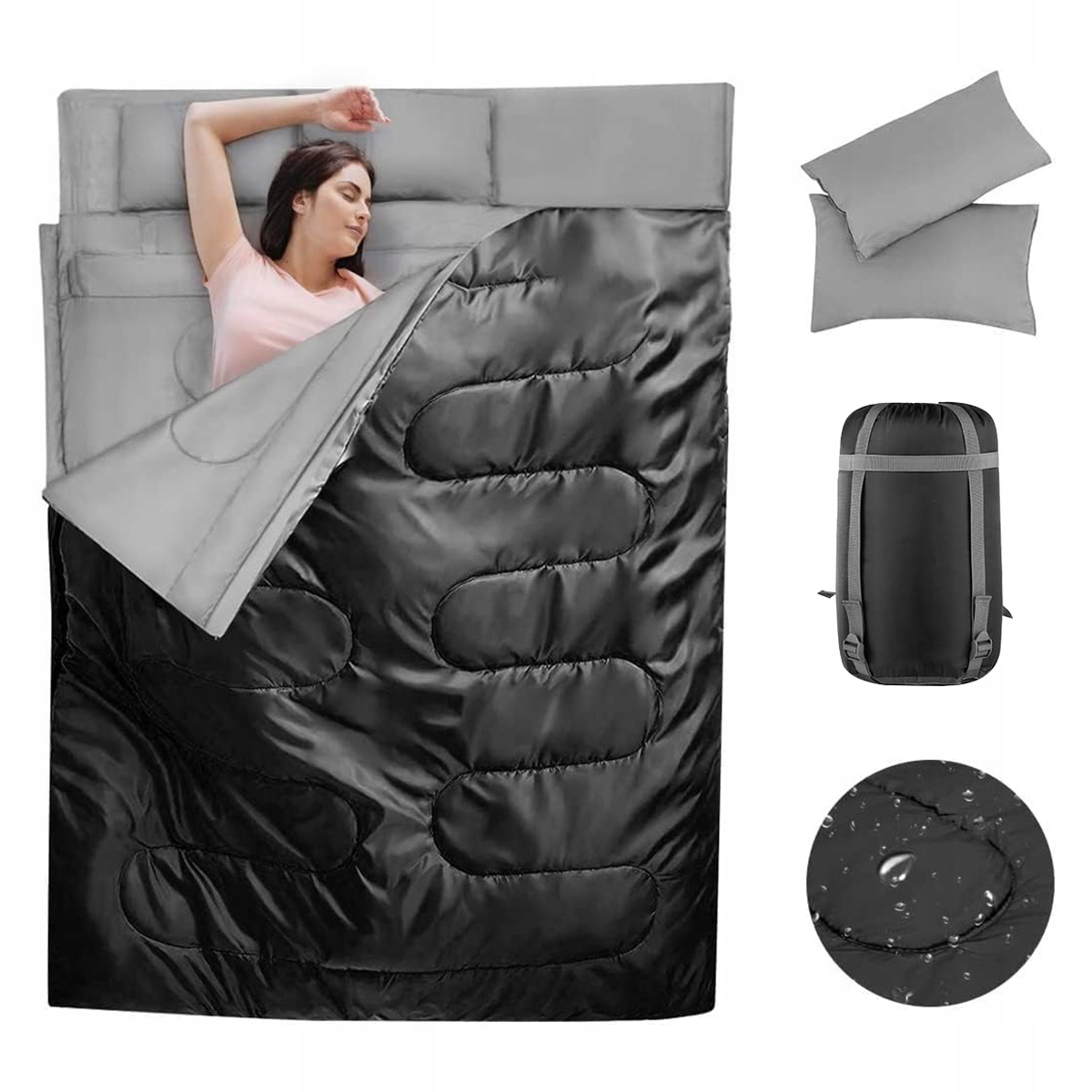 ŚPIWÓR TURYSTYCZNY CIEPŁY LEKKI DWUOSOBOWY KOŁDRA KOPERTA DO SPANIA CAMPING Marka Inny producent