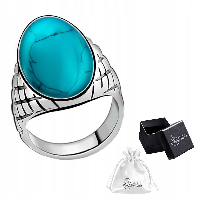 Prstýnek ryzost 925 Elegantní dámský tyrkysový oválný signet vel. 27