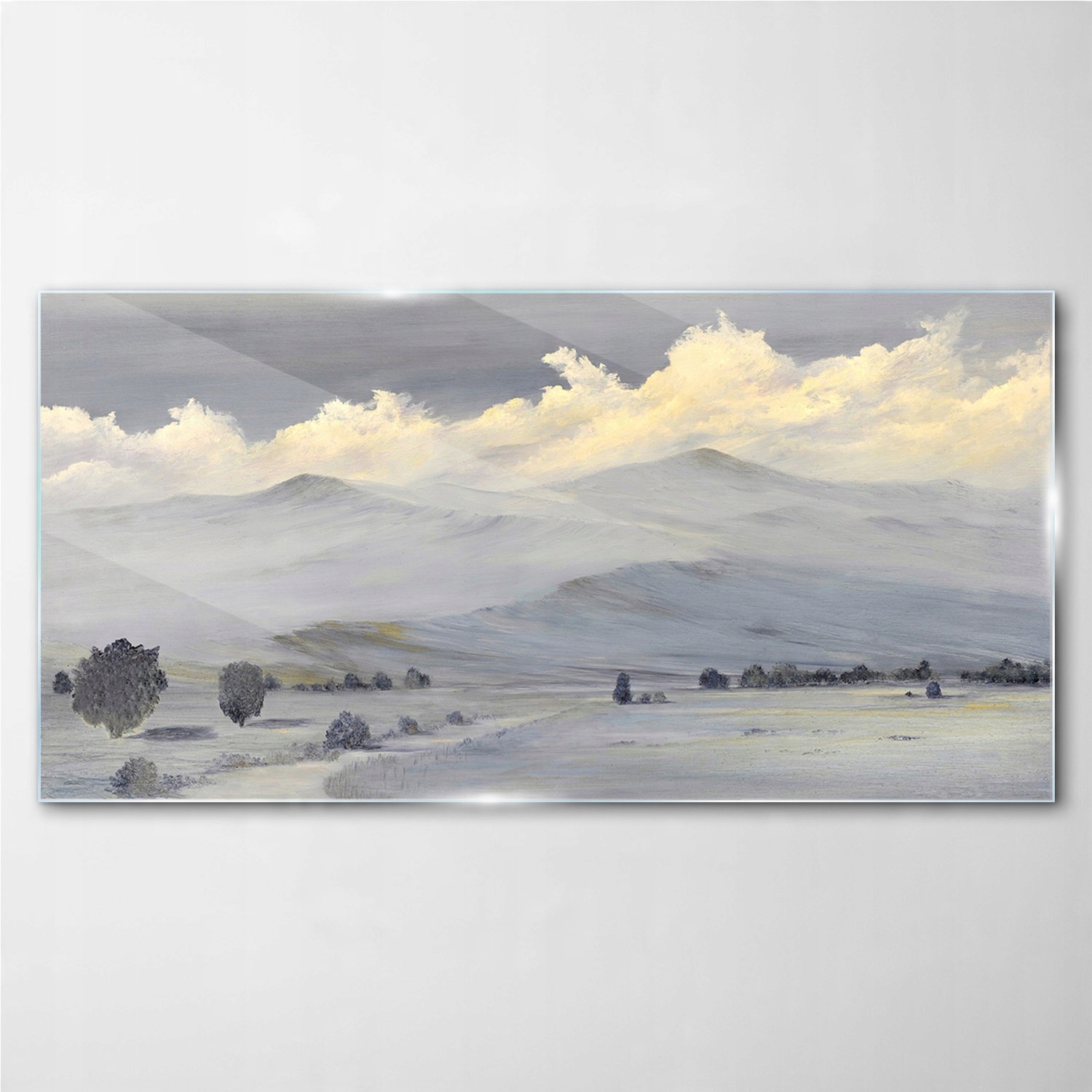 

Obraz szklany Malarstwo zima góry chmury 140x70 cm