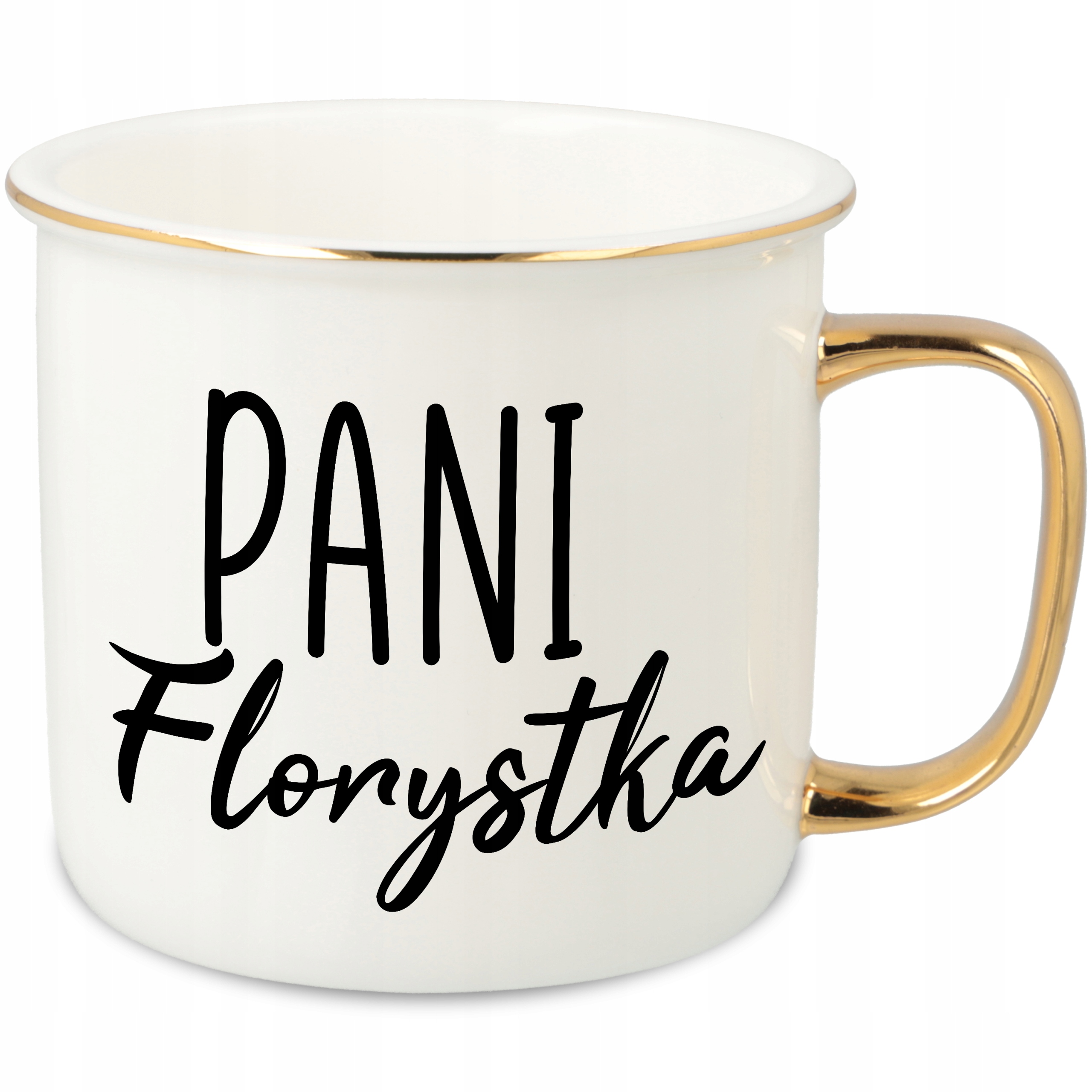 Hrnek Ucho Forma Zlatý Porcelánový Retro 280ML Dárek Pro Paní Floristku Wz