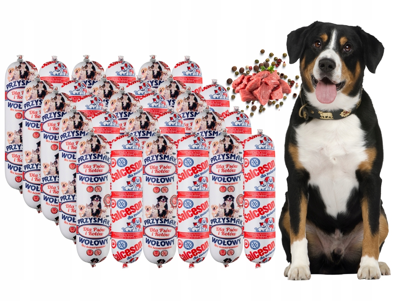 29x1kg Karma dla psa baton Przysmak i Salceson Wołowy 95% Mięsa