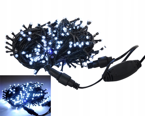 

Lampki Choinkowe 300LED Zewn Zimne Białe Flash S