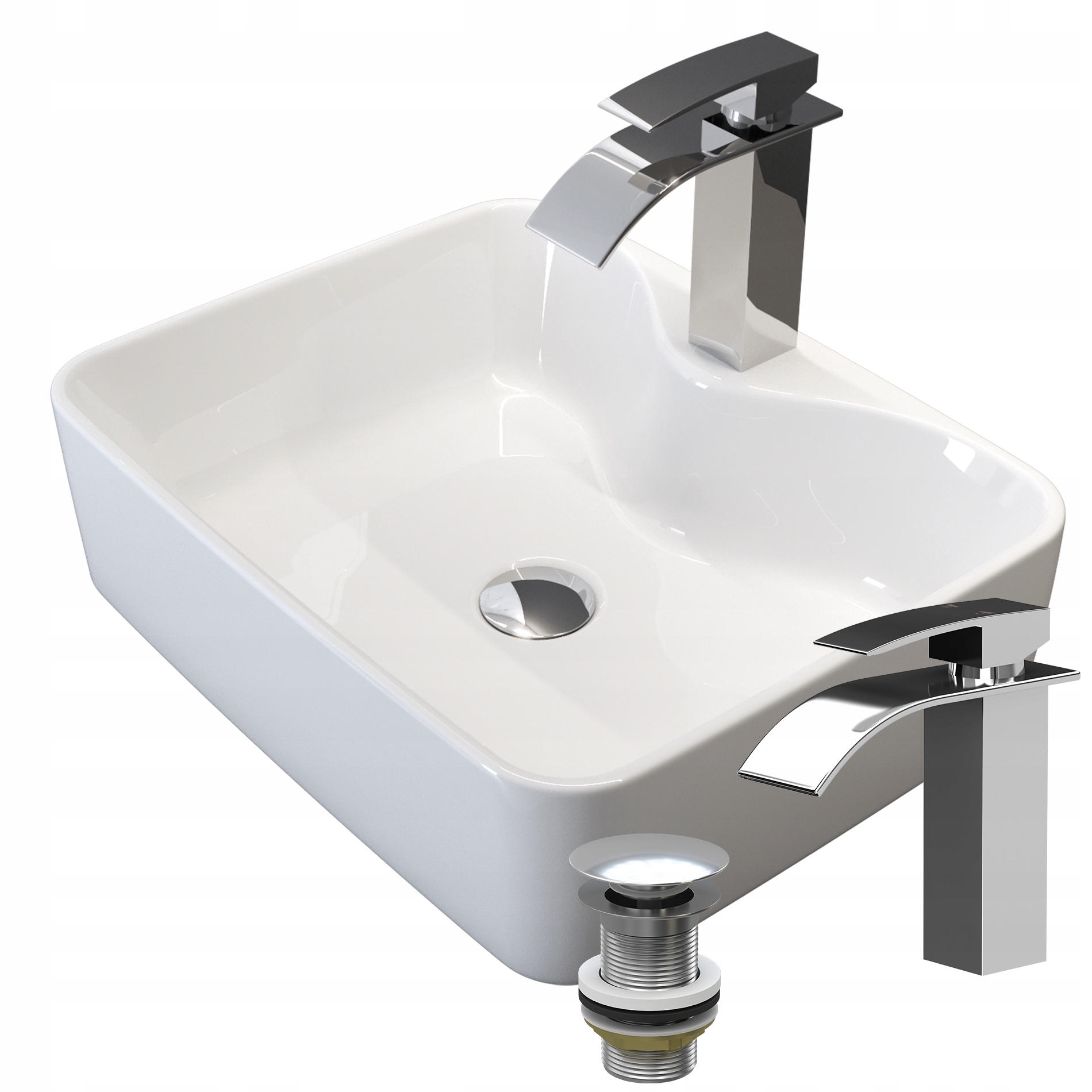 Biela Keramická Umývadlová Doska, Batéria, Zátka, Klik, Kúpeľňa, Avola