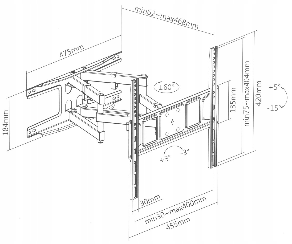RUCHOMY OBROTOWY UCHWYT DO TELEWIZORA MONITORA Marka Inna