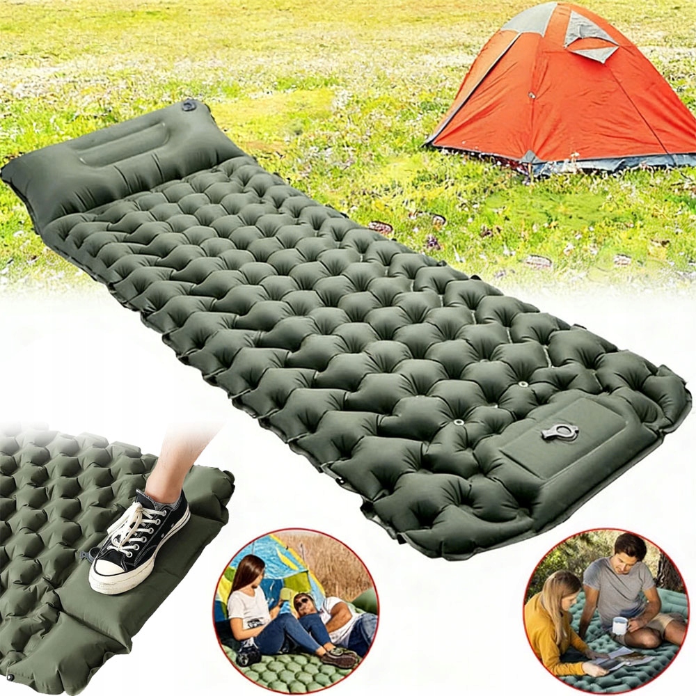 Mata Samopompująca Z Pompką Nożną Na Kemping Turystyka Składana Kemping