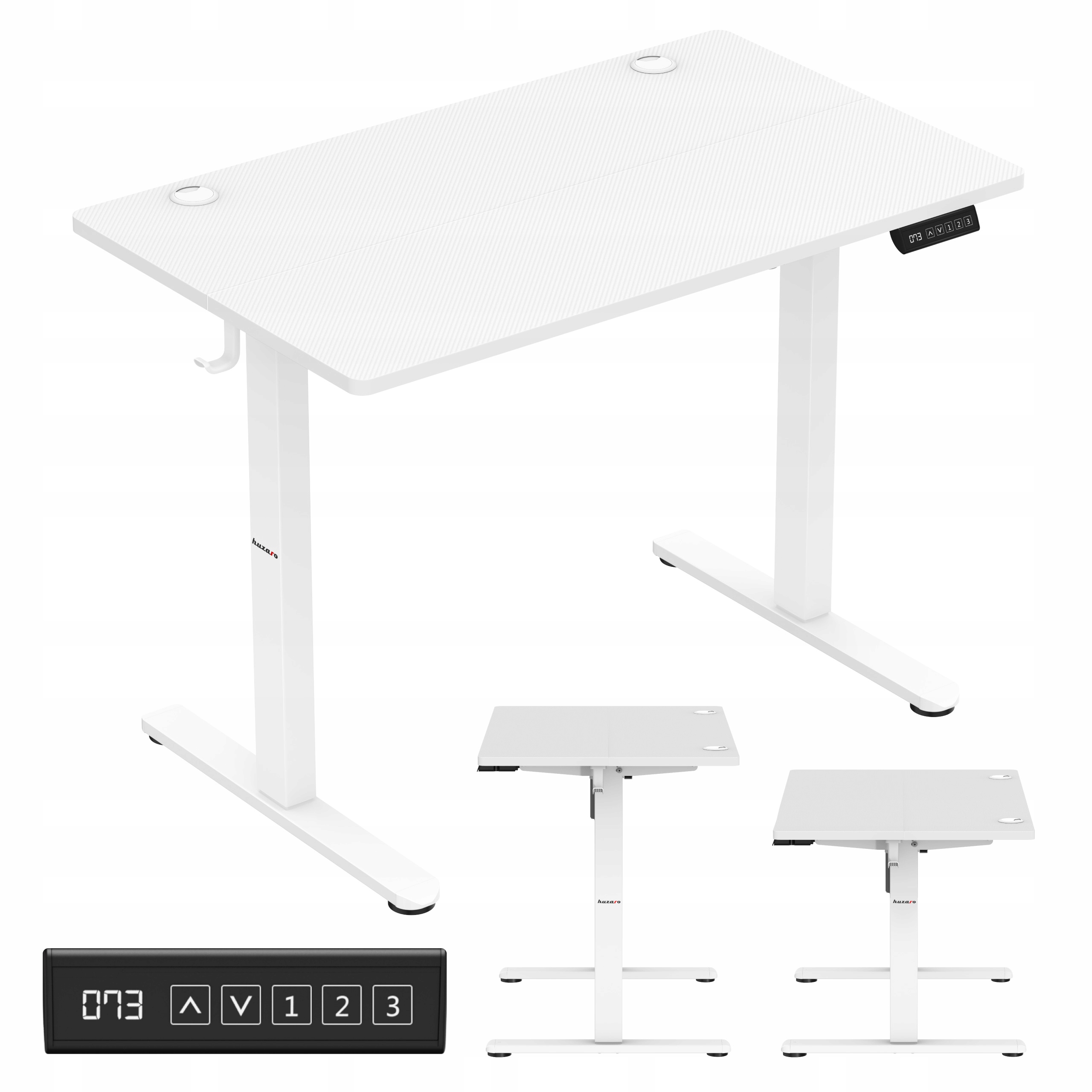 Biurko gamingowe elektryczne Huzaro białe komputerowe małe 100x60cm