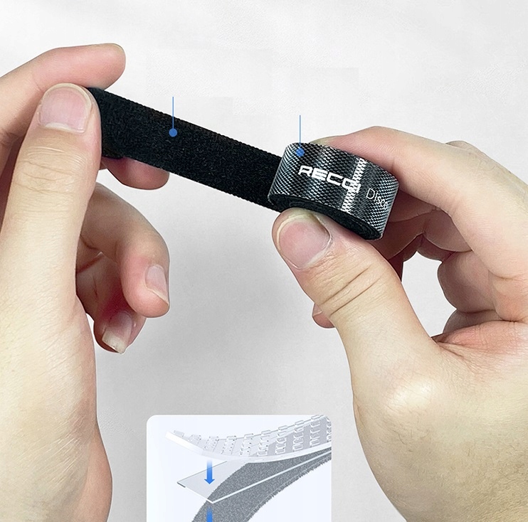 TAŚMA NA RZEP ORGANIZER DO KABLI PRZEWODÓW RECCI Kolor czarny