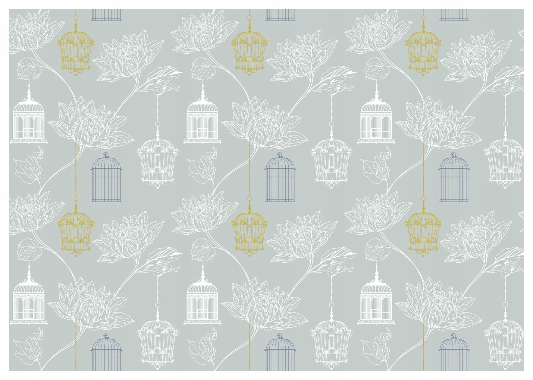 Fototapeta Kvety lotosu a klietky s vtákmi Jemný motív 416x290 lepidlo