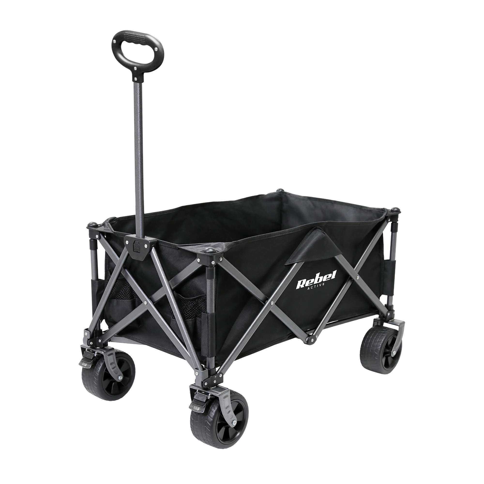 Rebel RBA-5503 Záhradný prepravný vozík skladací 150 l, 100 kg, čierny