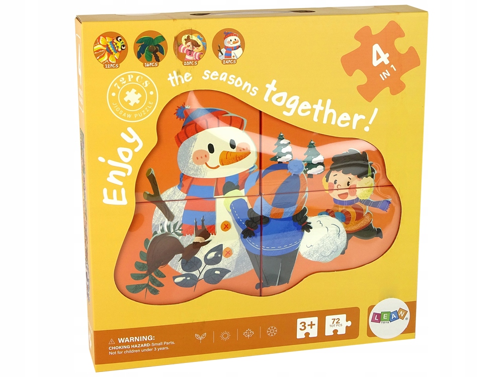 Puzzle 4 w 1 , 4 Pory Roku Marka LEANToys