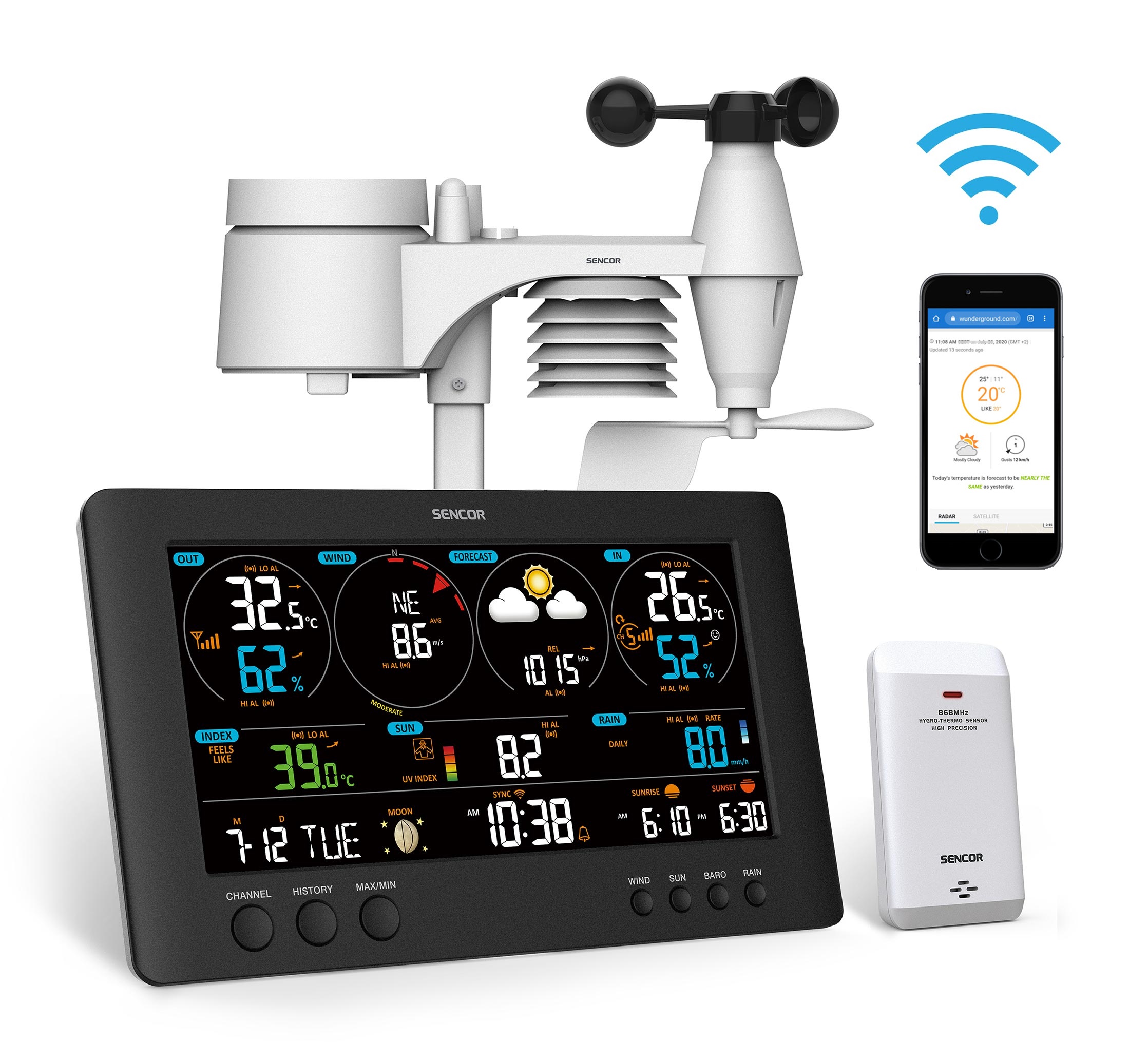 Profesjonalna stacja pogody Sencor Sws 12500 Wi-Fi +czujnik ekran 8,4"