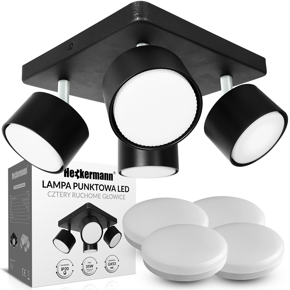 

Lampa 4 Puntkowa Sufitowa Spot Led 4x Żarówka GX53