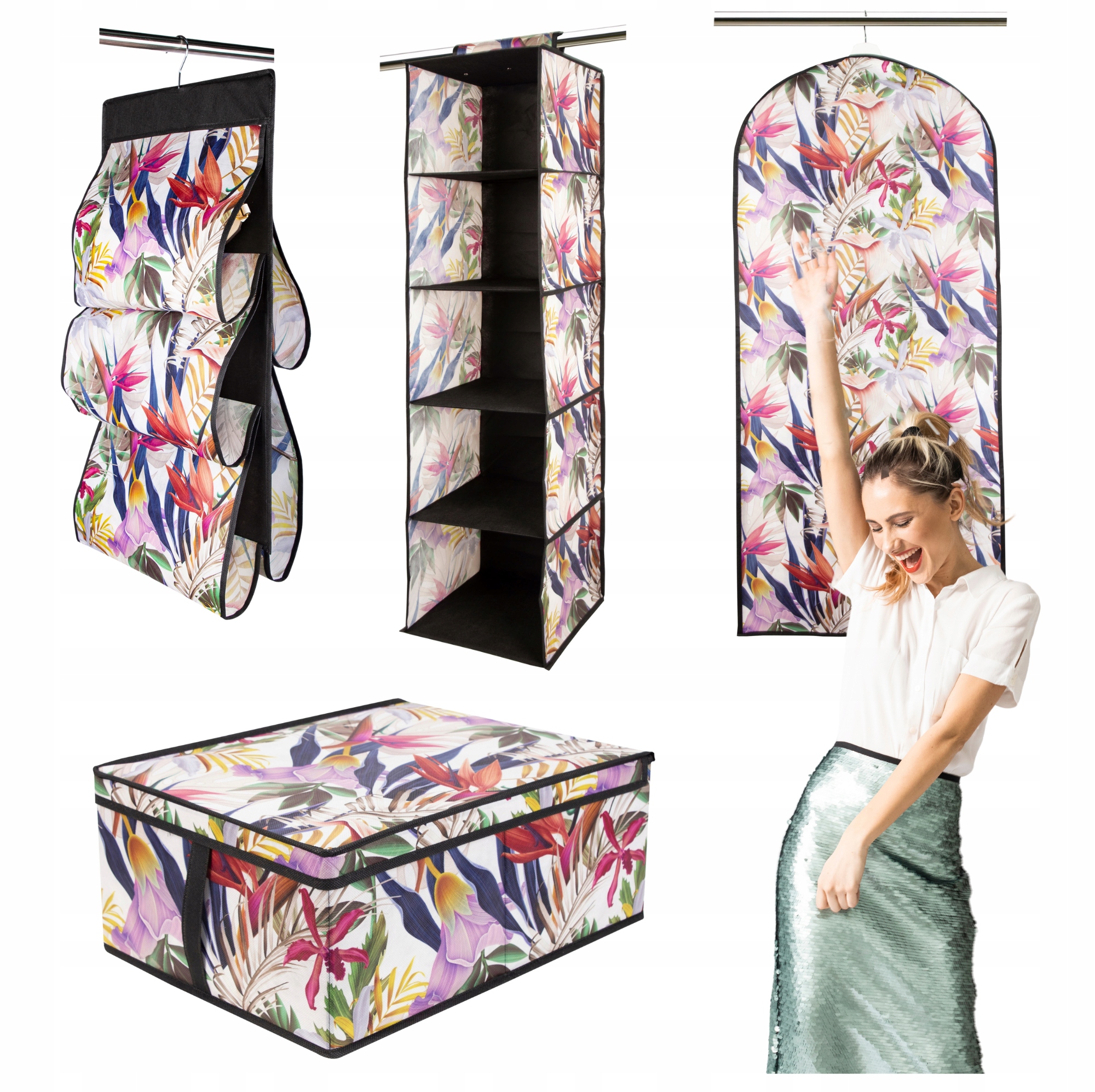 Sada 4 organizérů: na Kabát, na Kabelky, na Oblečení, na Akcesoria