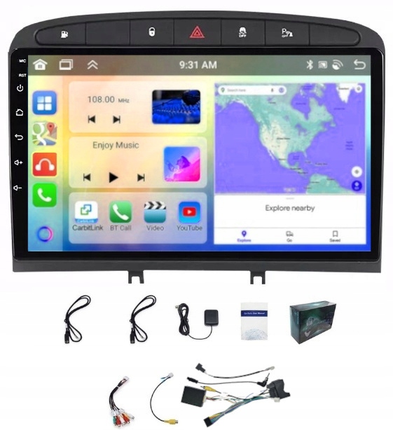 Android Rádio Navigace Peugeot 308 408 Carplay 6GB Ram 128GB