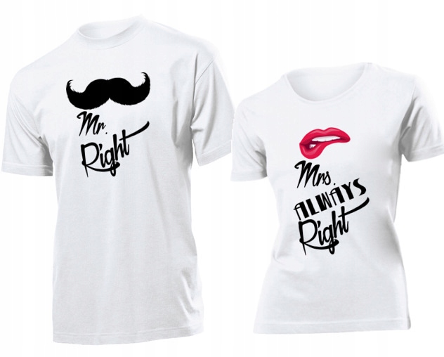 

Koszulki dla par Mr Right Mrs Always Right XL