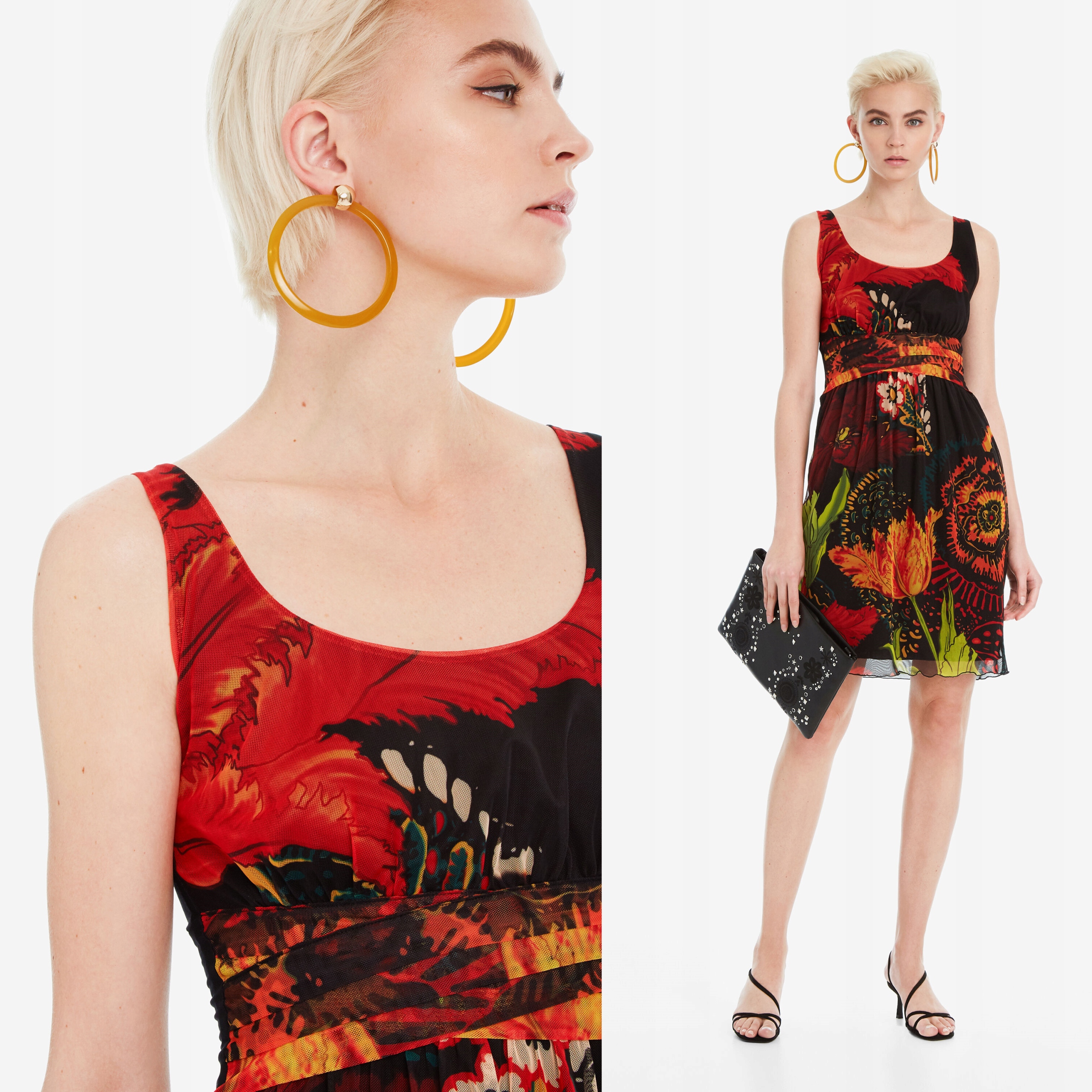 Desigual Květinové Koktejlové Šaty S/m 36/38