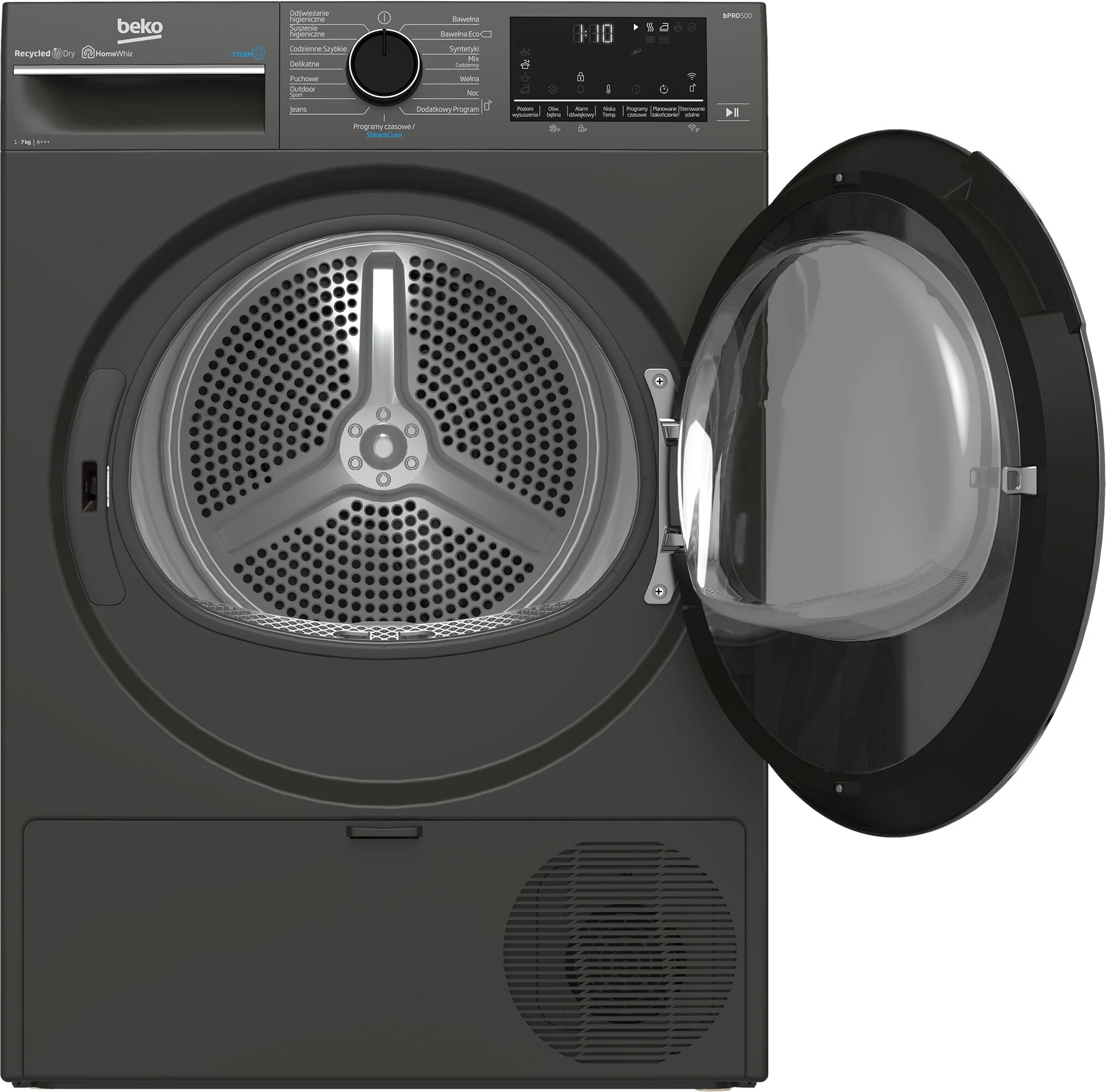 Suszarka do ubrań Beko SLIM 47cm Inwerter WiFi Grafit Pompa ciepła Parowa Model B5TT67249MMPB