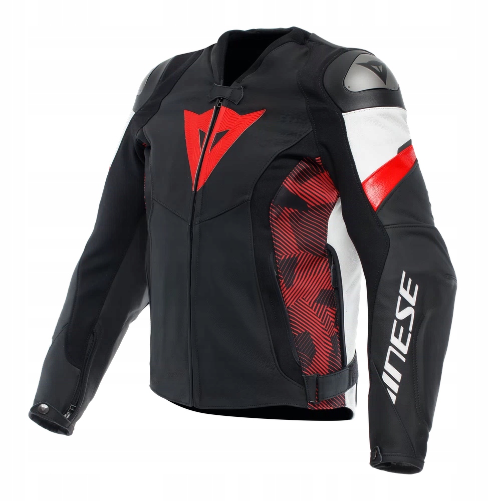 Dainese Avro 5 Pánska Kožená Motocyklová Bunda Čierna Červená