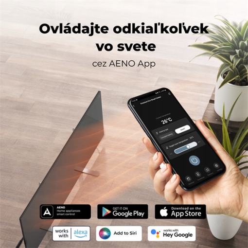 AENO GH4S Grzejnik szklany Smart 700W app+panel LED czarny wtyczka EU — 26
