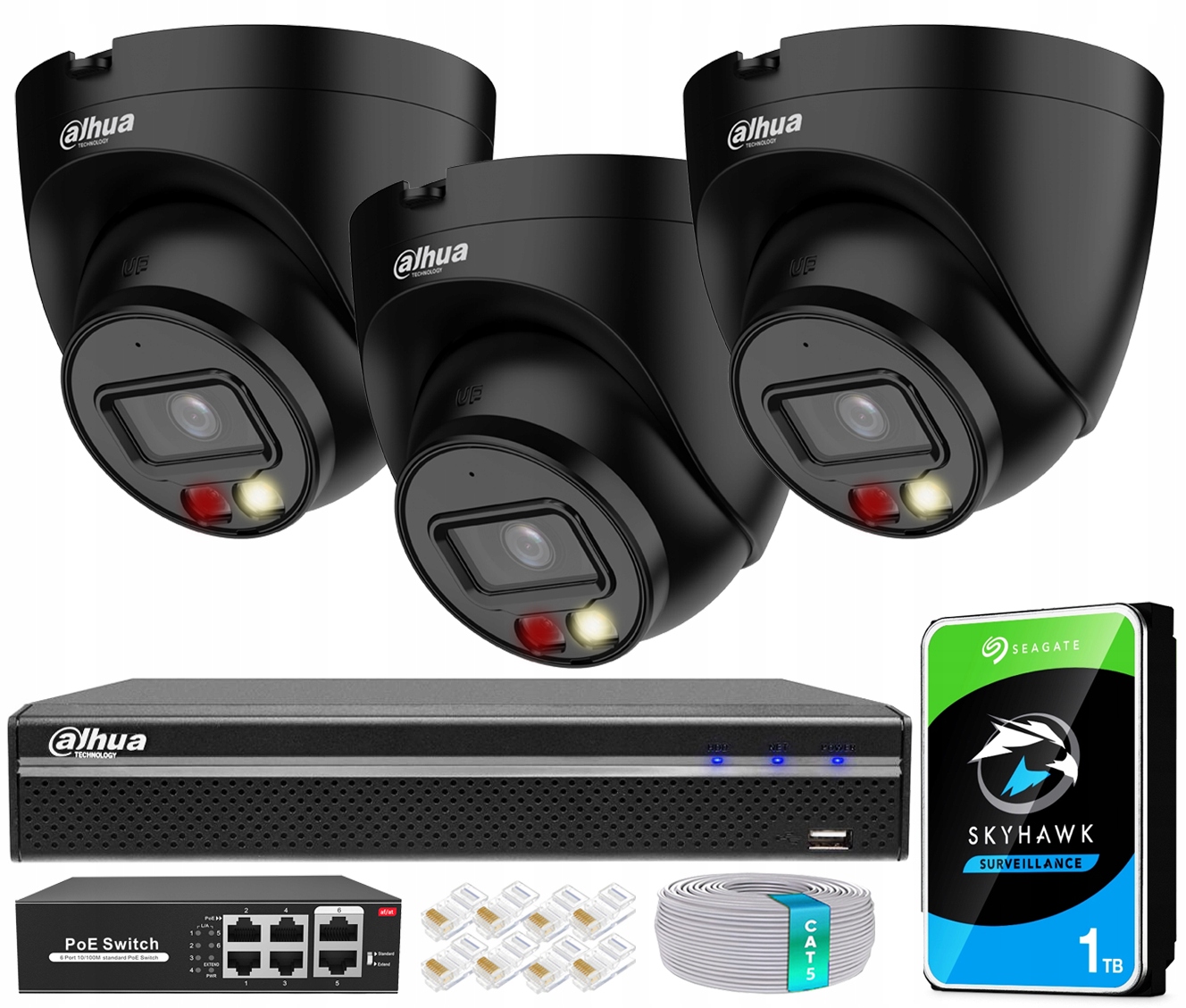 Sada na monitorovanie Ip Dahua 3 kamery 4Mpx Deň/Noc Farba Ir/led Nvr 8CH