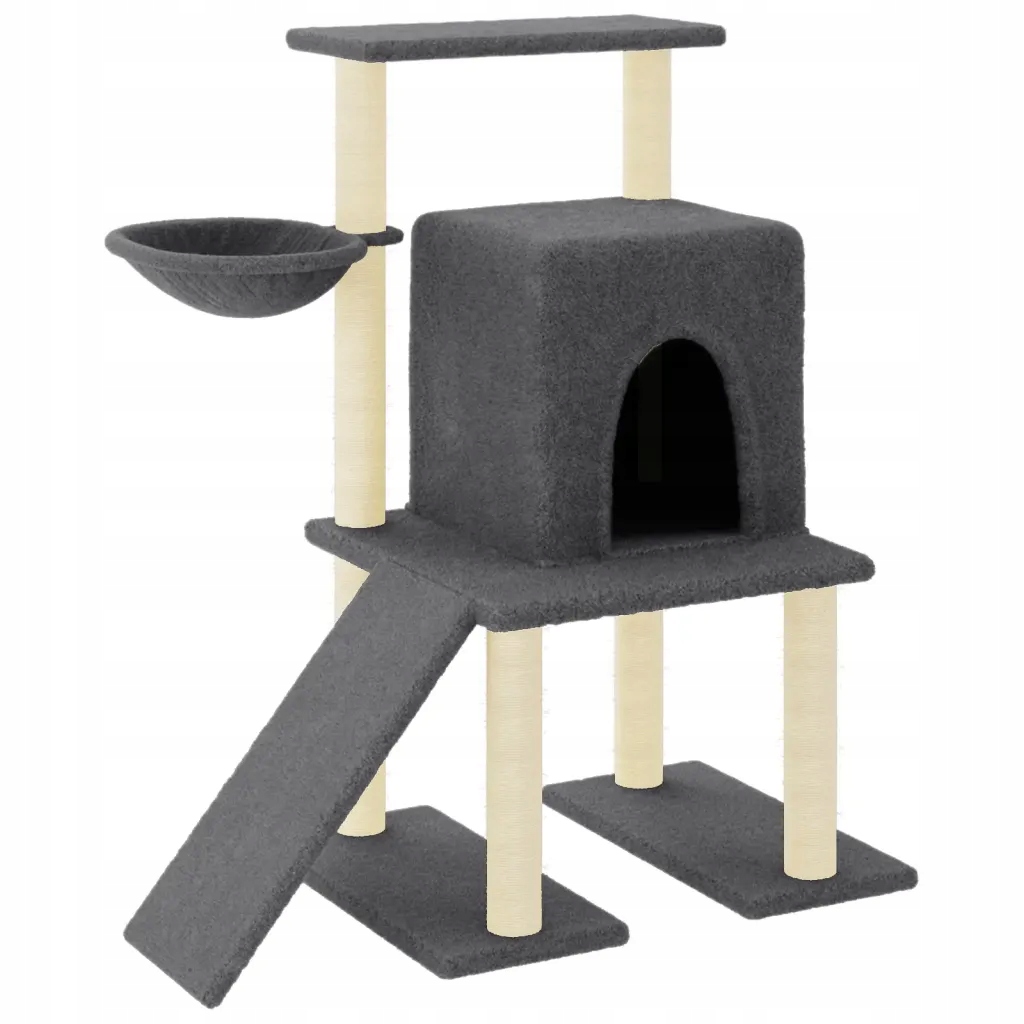 Levně vidaXL Škrabadlo pro kočky se sisalovými sloupky, tmavě šedé, 96,5 cm