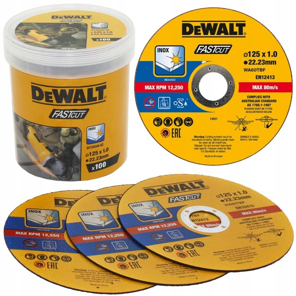 Tarcza tnąca do metalu DeWalt DT43972 125x1 x22,2mm Wiaderko 100SZT DT20540