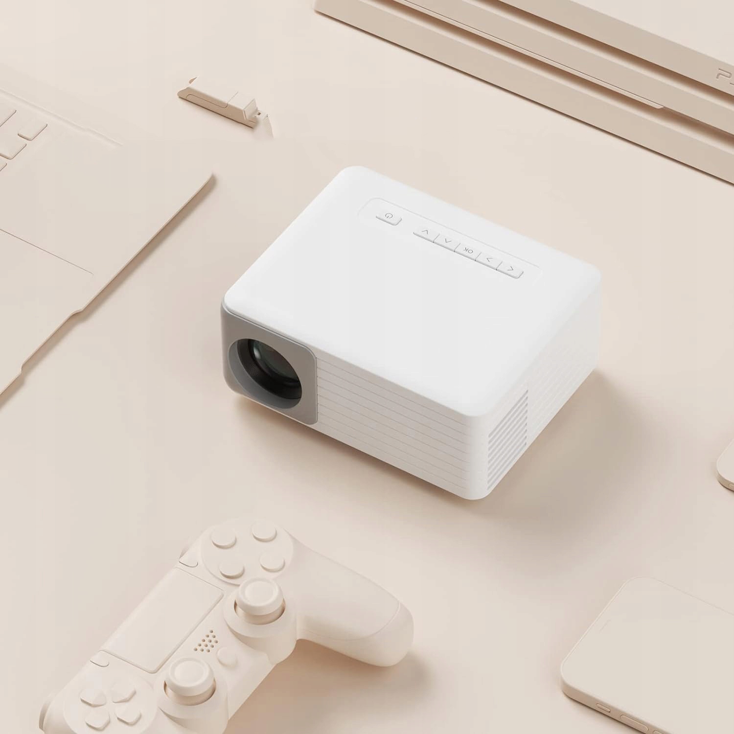 Mini-projektor AKIYO O1 z Wi-Fi/Bluetooth, Full HD 1080P ze statywem Marka inna