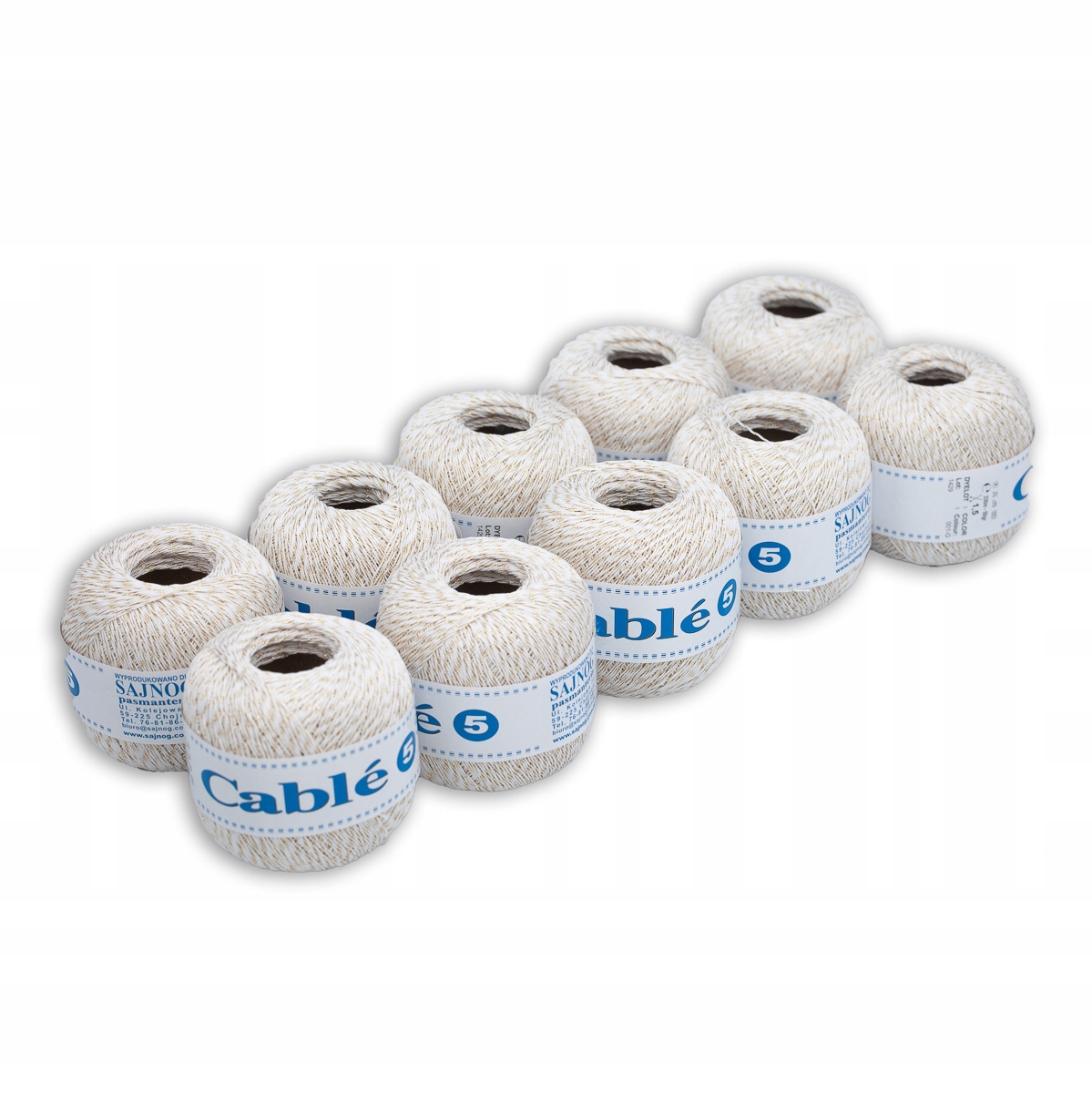 Háčkovací Příze Cable 5 50g x 10 Ks bílo-zlatý 001G