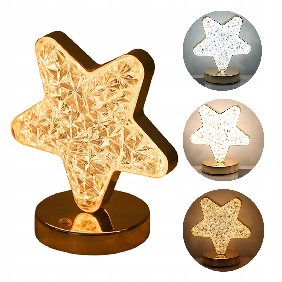 LAMPKA NOCNA KRYSZTAŁOWA LED GWIAZDA LAMPA STOŁOWA