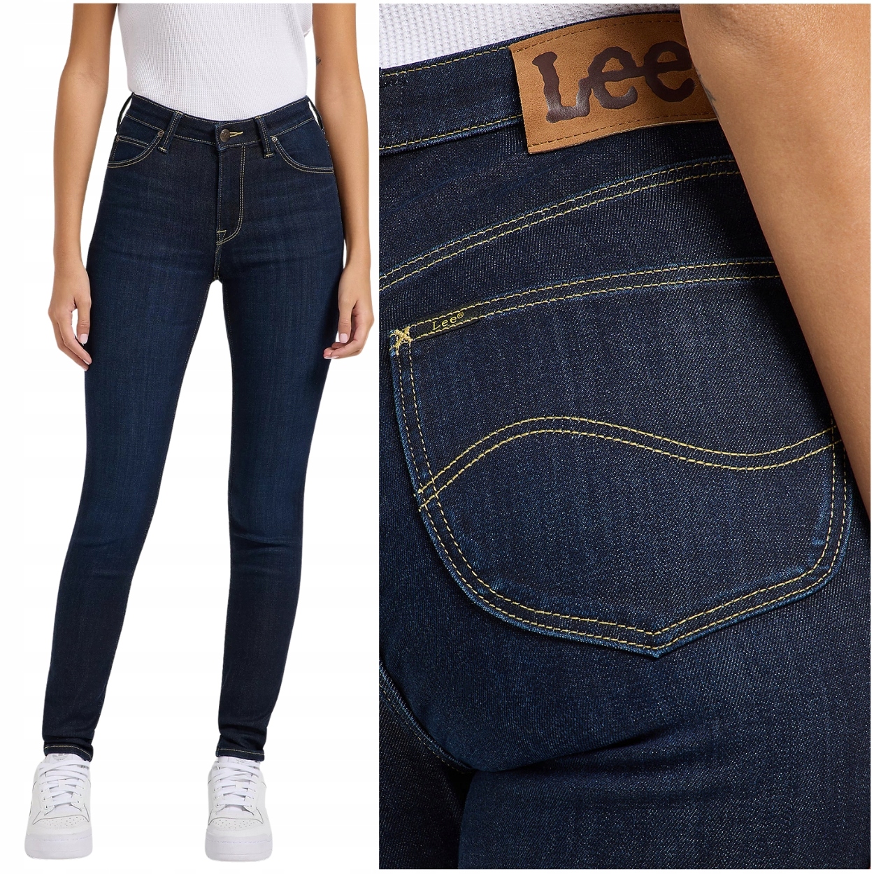 Lee Scarlett High Deep Dye vysoké dámské džínové úzké nohavice kalhoty W27 L33