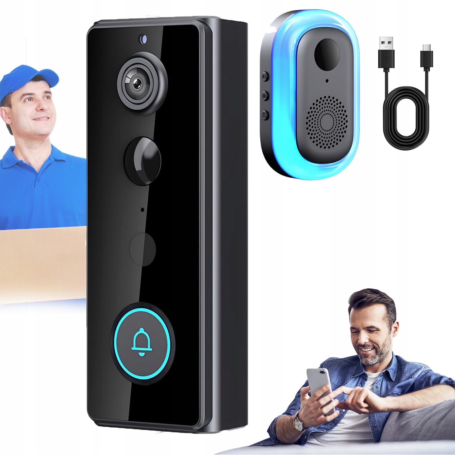 Bezdrátová Bezpečnostní Kamera S Dveřním Zvonkem, Kamerou A Zvonkem