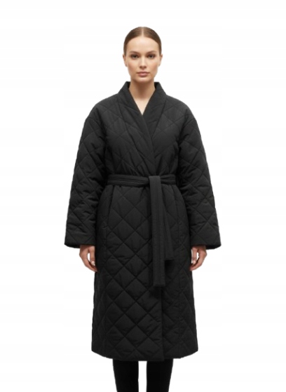 Peppercorn Prošívaný Kabát S Páskem Černý Klasický 34 J5G