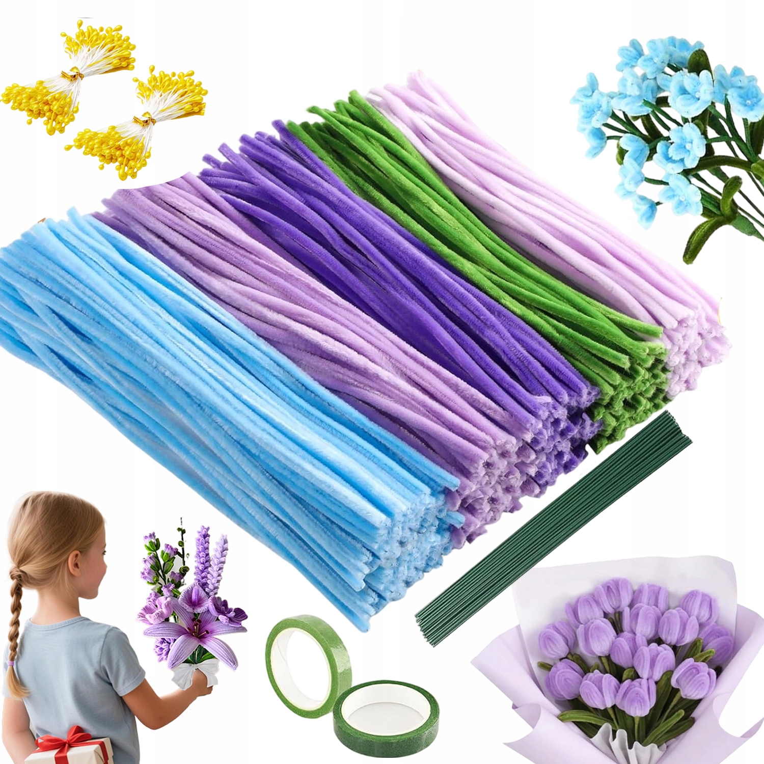 Elegantní 500 Pcs Kreativní Sada Plyšových Drátků Kreativní Drátky
