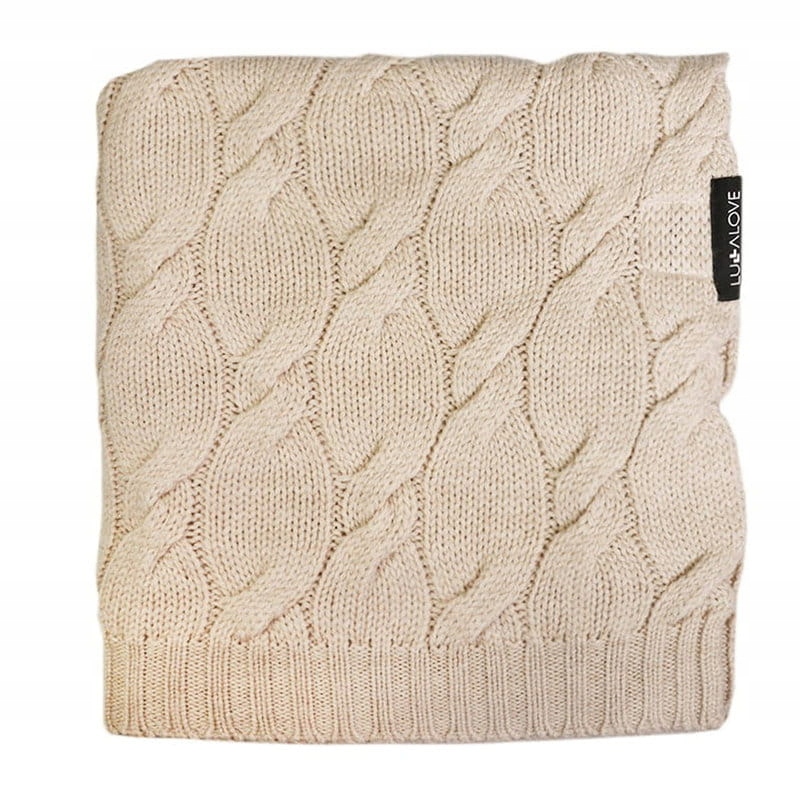 Lullalove Kocyk Koc wełniany z wełny merino Premium Beżowy 80x100